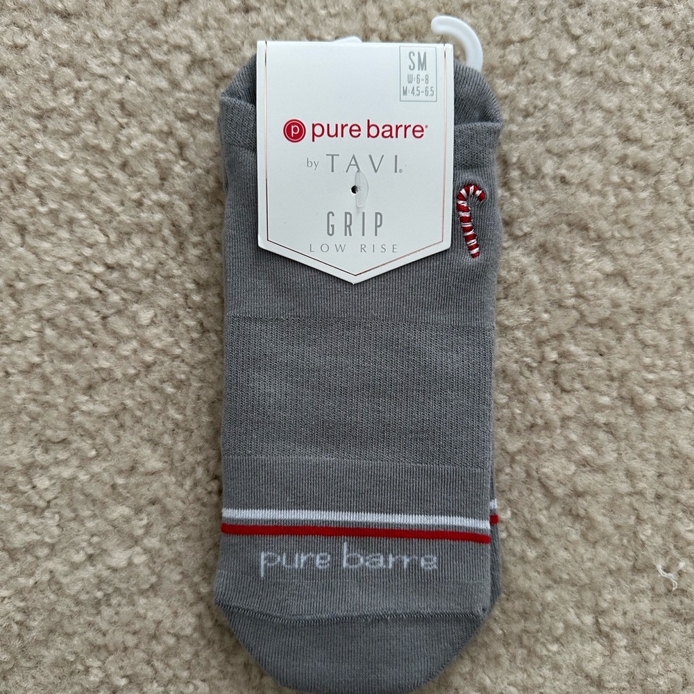 NWT pure barre gray candy cane sticky socks